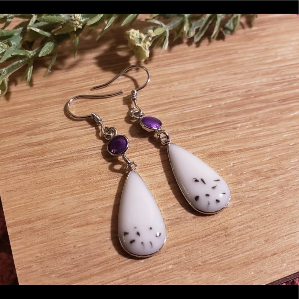 925 Silver Opal Dangle Earrings - Picture 5 of 5